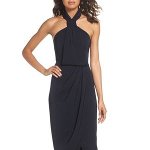 Navy Shona Joy Knot Draped Dress